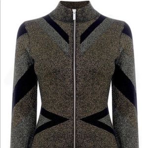 Metallic knitted zip dress